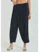 Rope Detailed Adjustable Waist Black Women's Viscose Trousers 4581